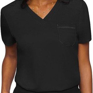 Small Black Med Couture Touch Women’s Chest Pocket Tuck in Top